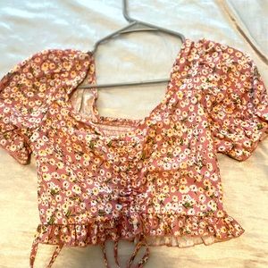 Flowered rutched milkmaid top 🥛